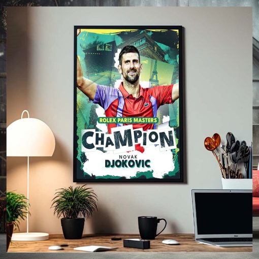 Novak Djokovic Rolex Paris Masters Champion Claims A Record Extending 40th Masters 1000 Title Home Decor Poster Canvas