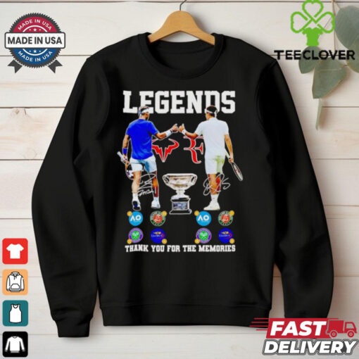 Novak Djokovic and Roger Federer legends thank you for the memories signatures hoodie, sweater, longsleeve, shirt v-neck, t-shirt