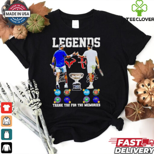 Novak Djokovic and Roger Federer legends thank you for the memories signatures hoodie, sweater, longsleeve, shirt v-neck, t-shirt