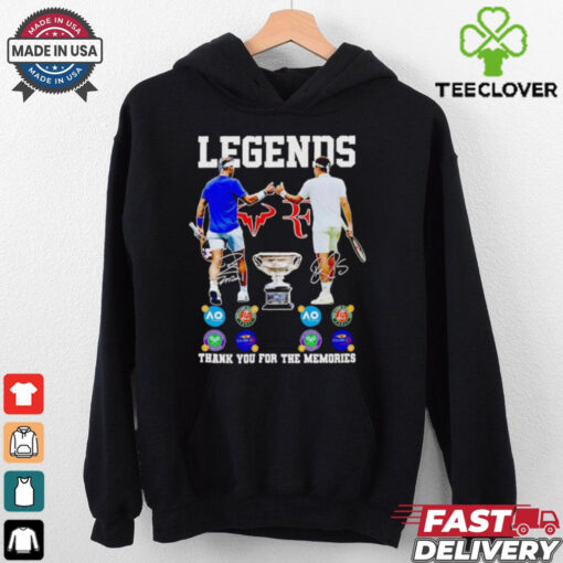 Novak Djokovic and Roger Federer legends thank you for the memories signatures hoodie, sweater, longsleeve, shirt v-neck, t-shirt