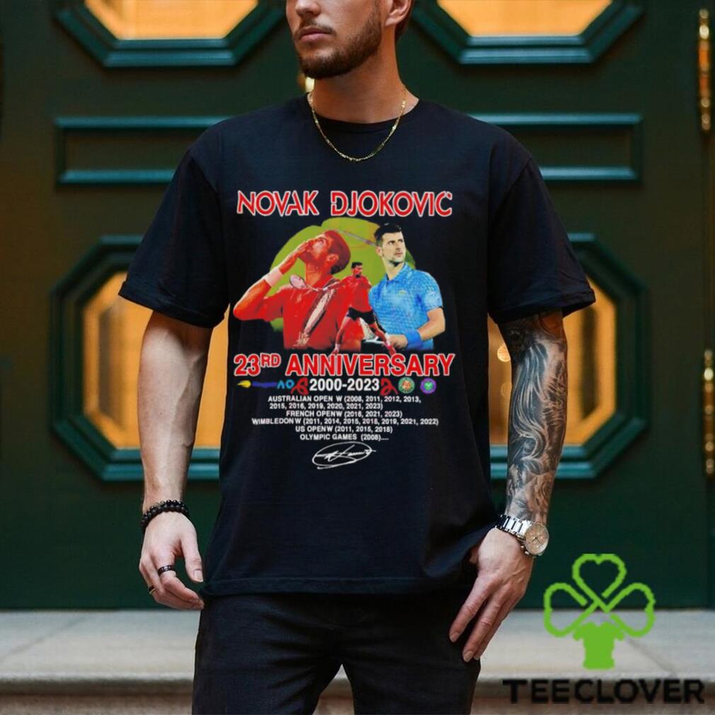 Novak Djokovic signature 23rd Anniversary 2000 – 2023 t shirt Novak Djokovic signature 23rd Anniversary 2000 – 2023 t shirt