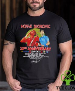 Novak Djokovic signature 23rd Anniversary 2000 – 2023 t shirt
