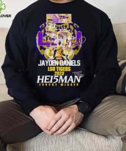 5 Jayden Daniels LSU Tigers 2023 Hei5man trophy winner signature hoodie, sweater, longsleeve, shirt v-neck, t-shirt