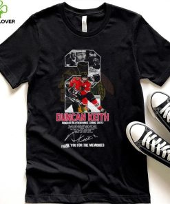 Number 2 Duncan Keith signature thank you for the memories Chicago Blackhawks shirt