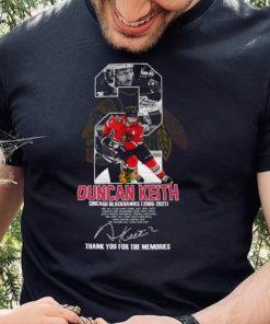 Number 2 Duncan Keith signature thank you for the memories Chicago Blackhawks shirt
