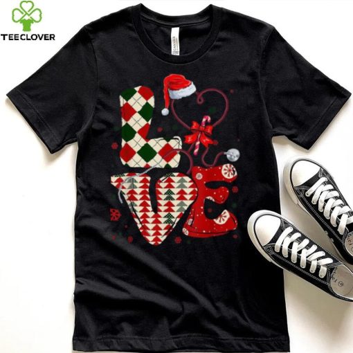 Nurse Christmas With Santa Hat Stethoscope Rn Icu Nursing Shirt