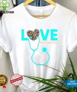 Nurse Life RN LPN CNA Healthcare Cheetah Heart Leopard Funny T Shirt