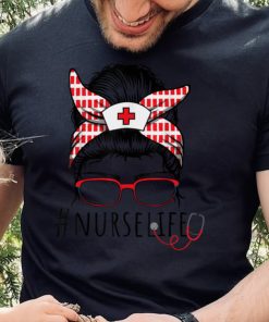 Nurse Life Shirts For Women Bandana Messy Bun T Shirt