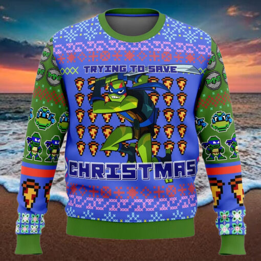 Nysekai Leonardo Rise of the Teenage Mutant Ninja Turtles Ugly  Christmas Sweater
