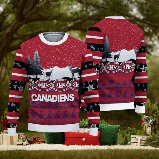 Montreal Canadiens Fans Reindeers Pattern Ugly Christmas Sweater Gift