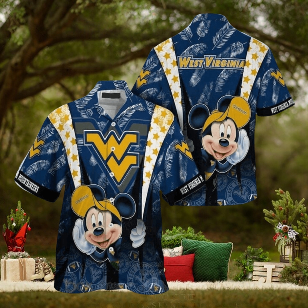 Mickey Mouse Disney NCAA West Virginia Mountaineers WVU Hawaiian Shirt Best Beach Gift Mickey Mouse Disney NCAA West Virginia Mountaineers WVU Hawaiian Shirt Best Beach Gift