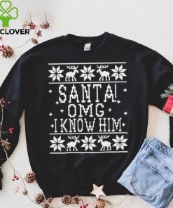OMG Santa I Know Him Wood background Elf Christmas Shirt