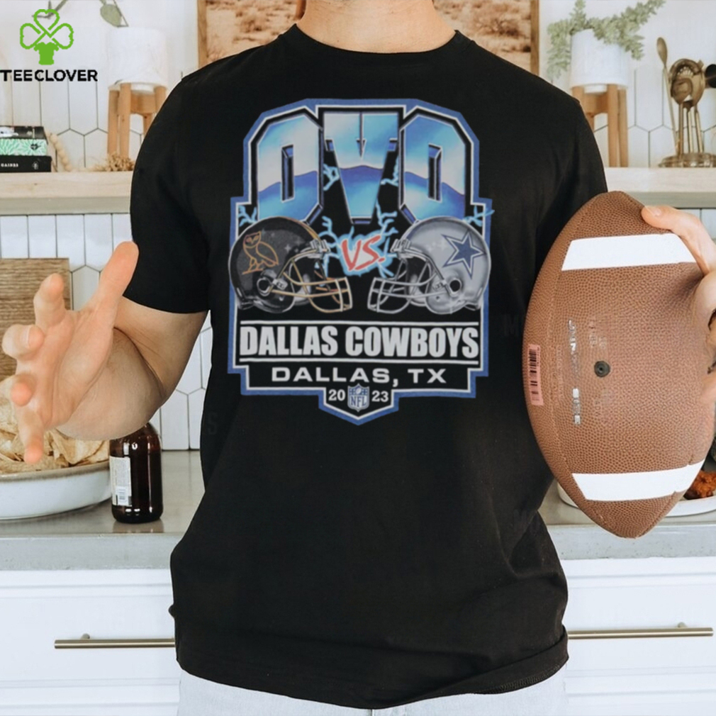 Men's Dallas Cowboys OVO Black Helmet Logo T-Shirt