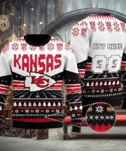 Custom Name Number Nfl Kansas City Chiefs Rugby Stadium Ugly Christmas Sweater