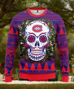 Montreal Canadians Skull Flower Ugly Christmas Ugly Sweater