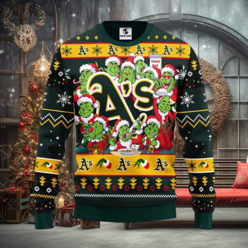 Oakland Athletics 12 Grinch Xmas Day Christmas Ugly Sweater