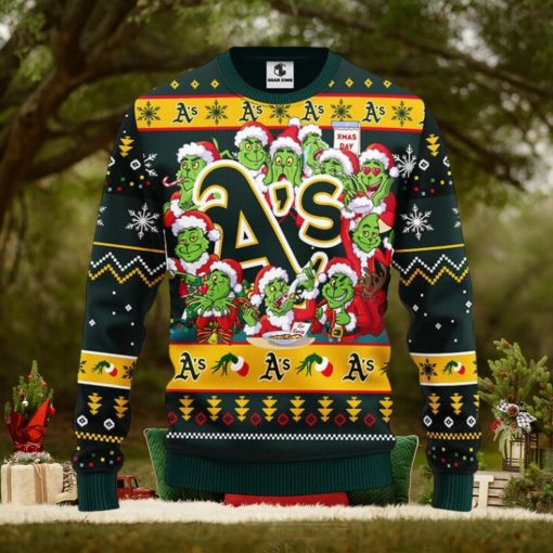 Oakland Athletics 12 Grinch Xmas Day Christmas Ugly Sweater