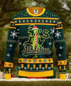 Oakland Athletics Funny Grinch Christmas Ugly Sweater
