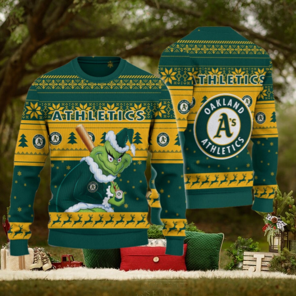 Oakland Athletics Grinch Christmas Ugly Sweater Oakland Athletics Grinch Christmas Ugly Sweater
