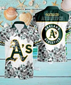 Oakland Athletics Hibiscus Plumeria Flower 3D Printed Hawaiian Shirt