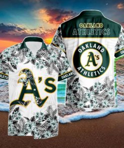 Oakland Athletics Hibiscus Plumeria Flower 3D Printed Hawaiian Shirt