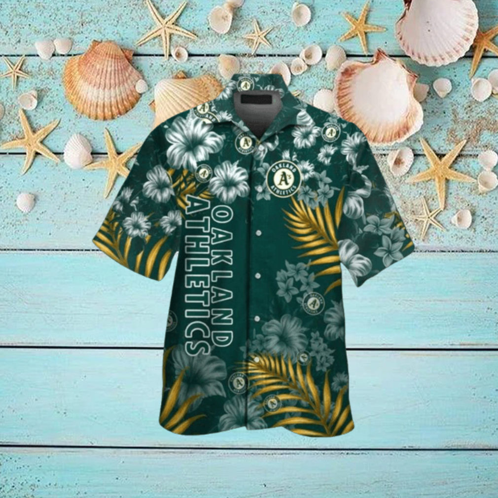 Oakland Athletics MLB Flower Short Sleeve Button Up Tropical Hawaiian Shirt Oakland Athletics MLB Flower Short Sleeve Button Up Tropical Hawaiian Shirt