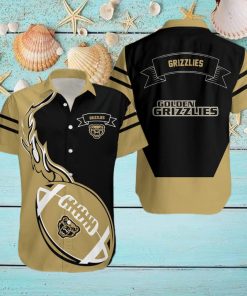 Oakland Golden Grizzlies 3D Hawaiian Shirt Flame Ball NCAA Summer Beach For Fans Gift