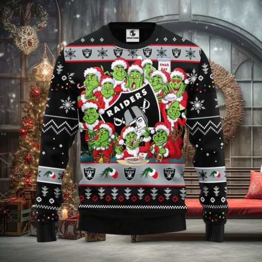 Oakland Raiders 12 Grinch Xmas Day Christmas Ugly Sweater