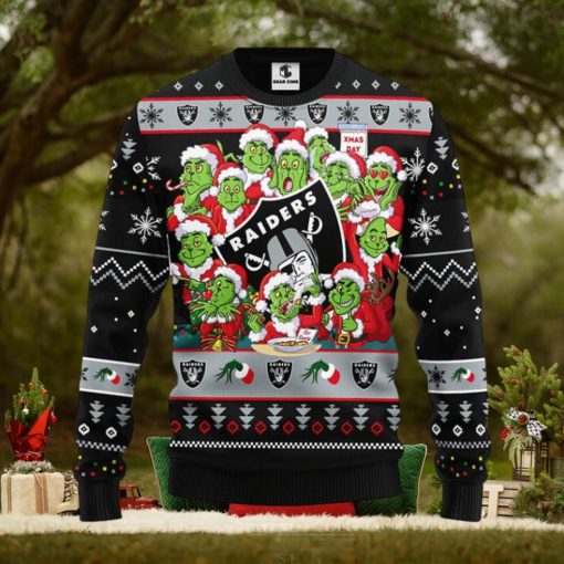Oakland Raiders 12 Grinch Xmas Day Christmas Ugly Sweater