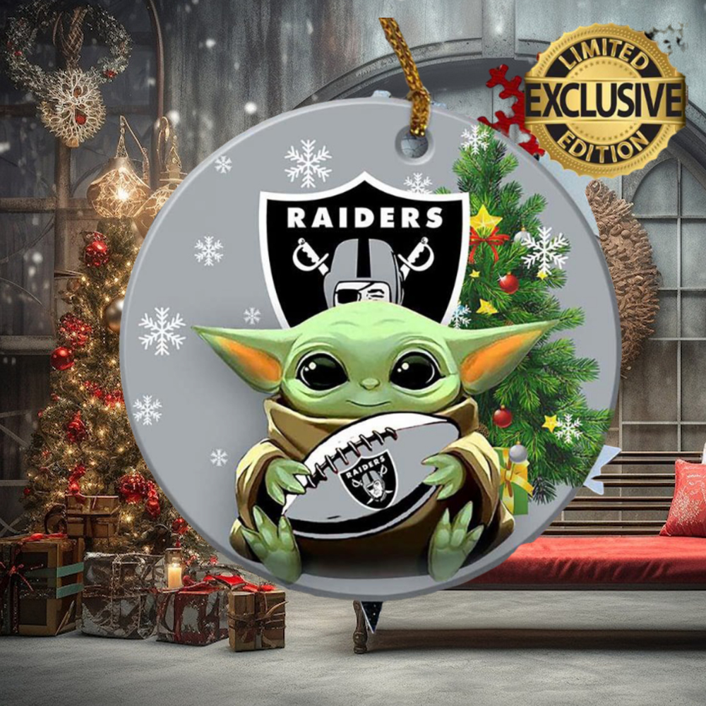 Oakland Raiders Baby Yoda NFL Custom Name 2023 Holiday Gifts Christmas Decorations Ornament Oakland Raiders Baby Yoda NFL Custom Name 2023 Holiday Gifts Christmas Decorations Ornament