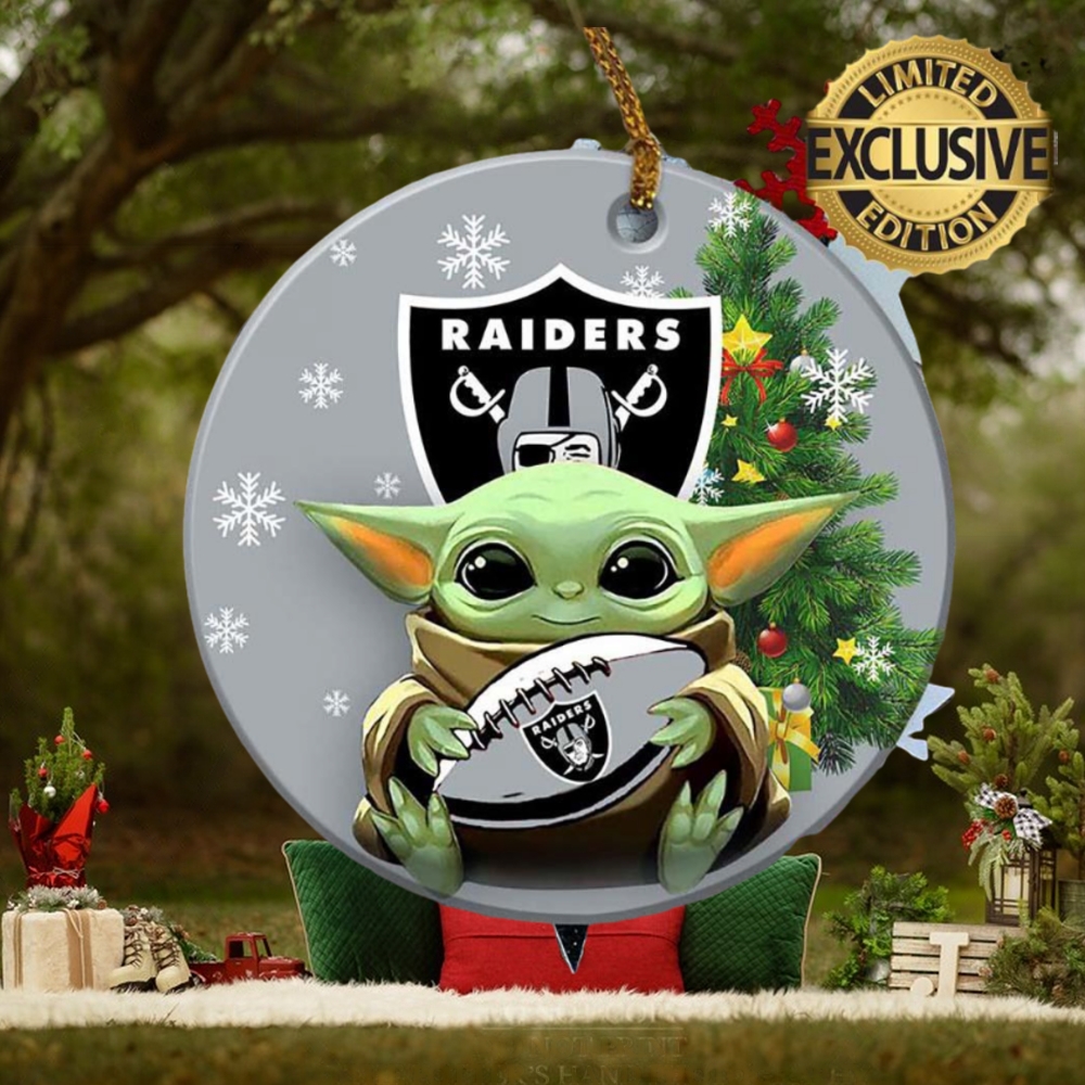 Oakland Raiders Baby Yoda NFL Custom Name 2023 Holiday Gifts Christmas Decorations Ornament Oakland Raiders Baby Yoda NFL Custom Name 2023 Holiday Gifts Christmas Decorations Ornament