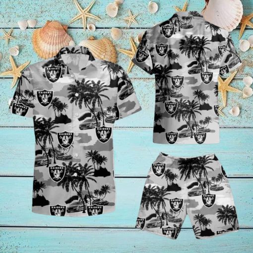 Oakland Raiders Coconut Tree Hawaiian Shirt And Short