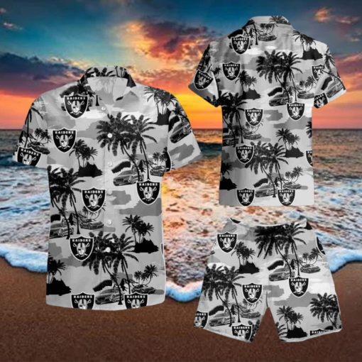 Oakland Raiders Coconut Tree Hawaiian Shirt And Short