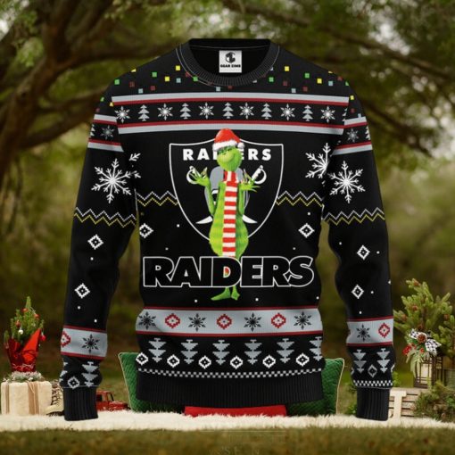 Oakland Raiders Funny Grinch Christmas Ugly Sweater
