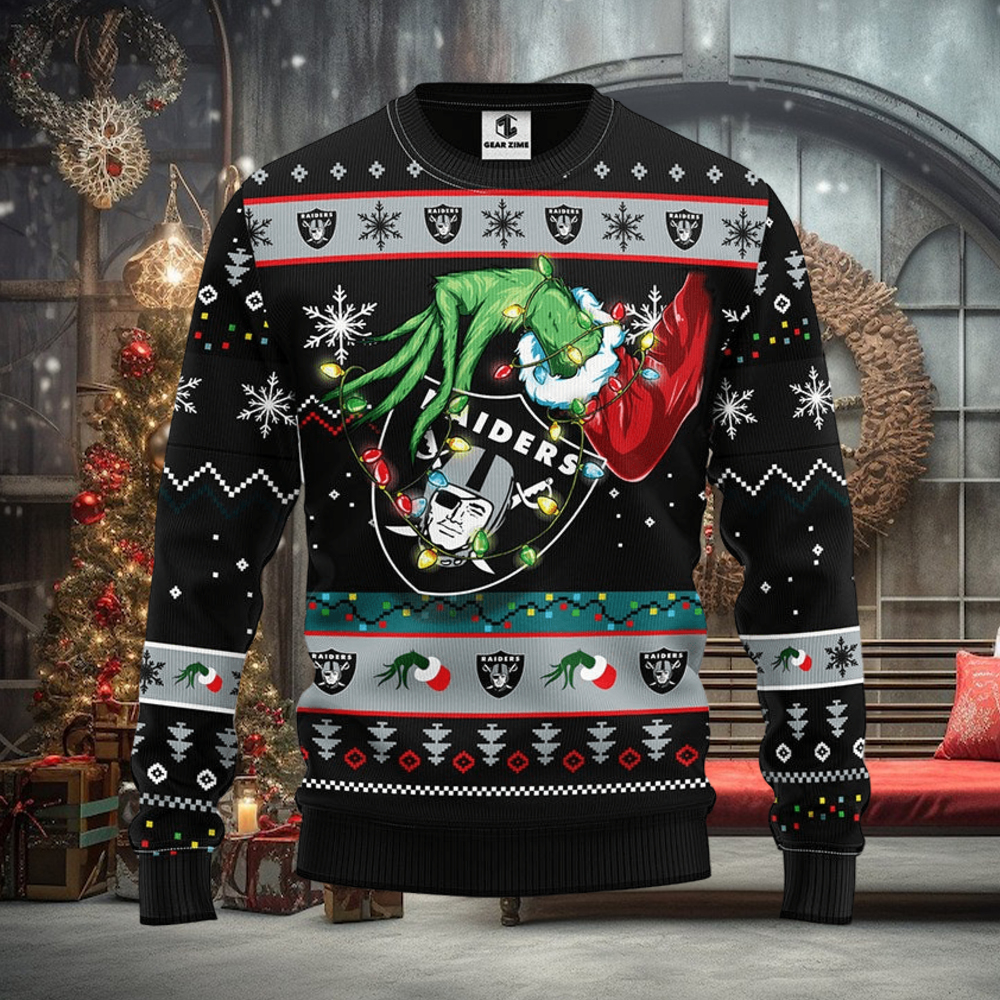 Oakland Raiders Grinch Christmas Ugly Sweater Oakland Raiders Grinch Christmas Ugly Sweater