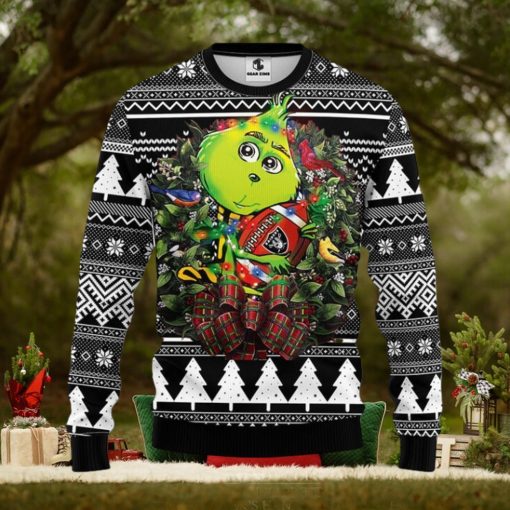 Oakland Raiders Grinch Hug Christmas Ugly Sweater