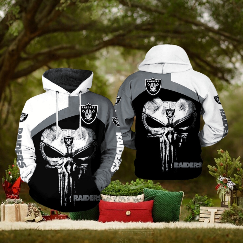 Oakland Raiders NFL Skull Punisher Team 3D Printed Hoodie Oakland Raiders NFL Skull Punisher Team 3D Printed Hoodie