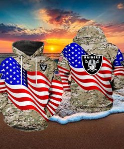 Oakland Raiders NFL US Flag Camo Veteran Team 3D Printed Hoodie