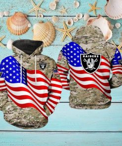 Oakland Raiders NFL US Flag Camo Veteran Team 3D Printed Hoodie