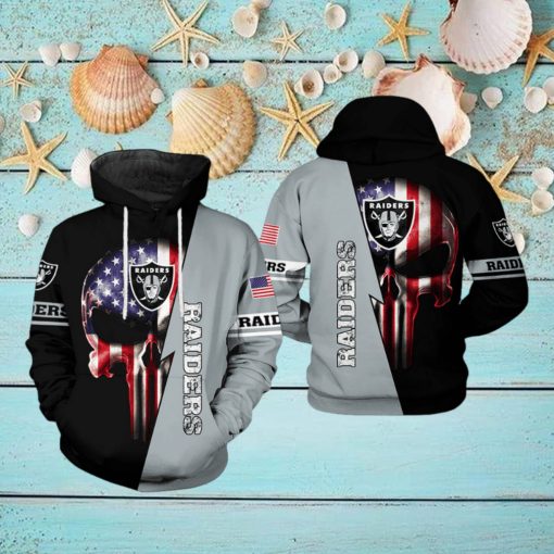 Oakland Raiders NFL US Flag Skull Team 3D Printed Hoodie