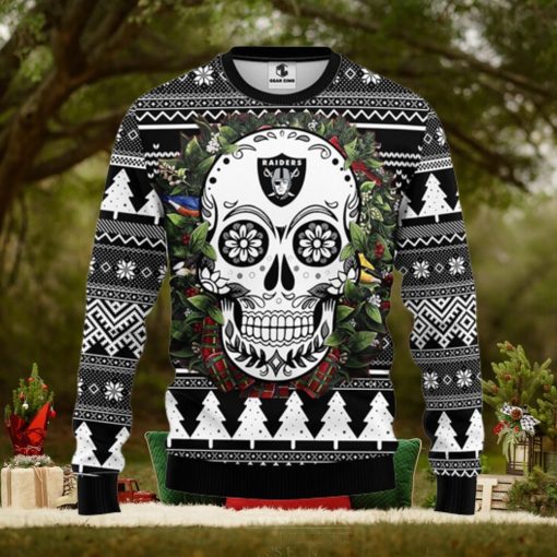Oakland Raiders Skull Flower Ugly Christmas Ugly Sweater