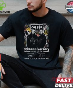 Oasis 33rd Anniversary 1991 2024 Thank You For The Memories T Shirt