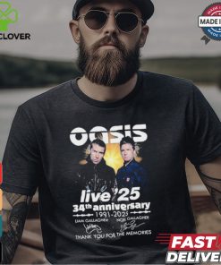 Oasis Live ’25 34th Anniversary 1991 2025 Thank You For The Memories T Shirt 1 Oasis Live ’25 34th Anniversary 1991 2025 Thank You For The Memories T Shirt