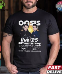 Oasis Live ’25 34th Anniversary 1991 2025 Thank You For The Memories T Shirt 2 Oasis Live ’25 34th Anniversary 1991 2025 Thank You For The Memories T Shirt