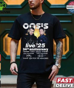 Oasis Live ’25 34th Anniversary 1991 2025 Thank You For The Memories T Shirt 3 Oasis Live ’25 34th Anniversary 1991 2025 Thank You For The Memories T Shirt