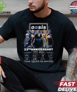 Oasis Live 33rd Anniversary 1991 2024 Thank You For The Memories T Shirt