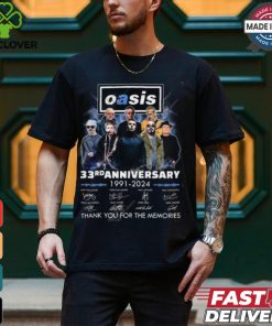 Oasis Live 33rd Anniversary 1991 2024 Thank You For The Memories T Shirt