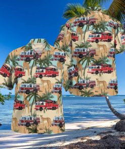 Ocean City Fire and Rescue Services Ocean City New Jersey Button Up Hawaiian Shirt Beach Gift