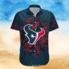 Tropical Touchdown Texans Hawaiian Shirt With Palm And Helmet Design