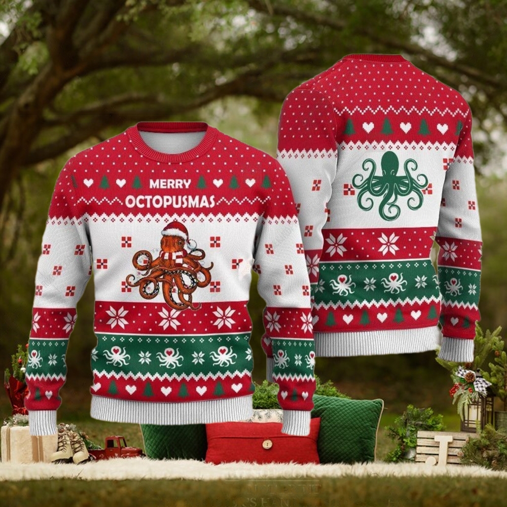 Octopus Santa Hat Ugly Christmas Sweater Octopus Santa Hat Ugly Christmas Sweater